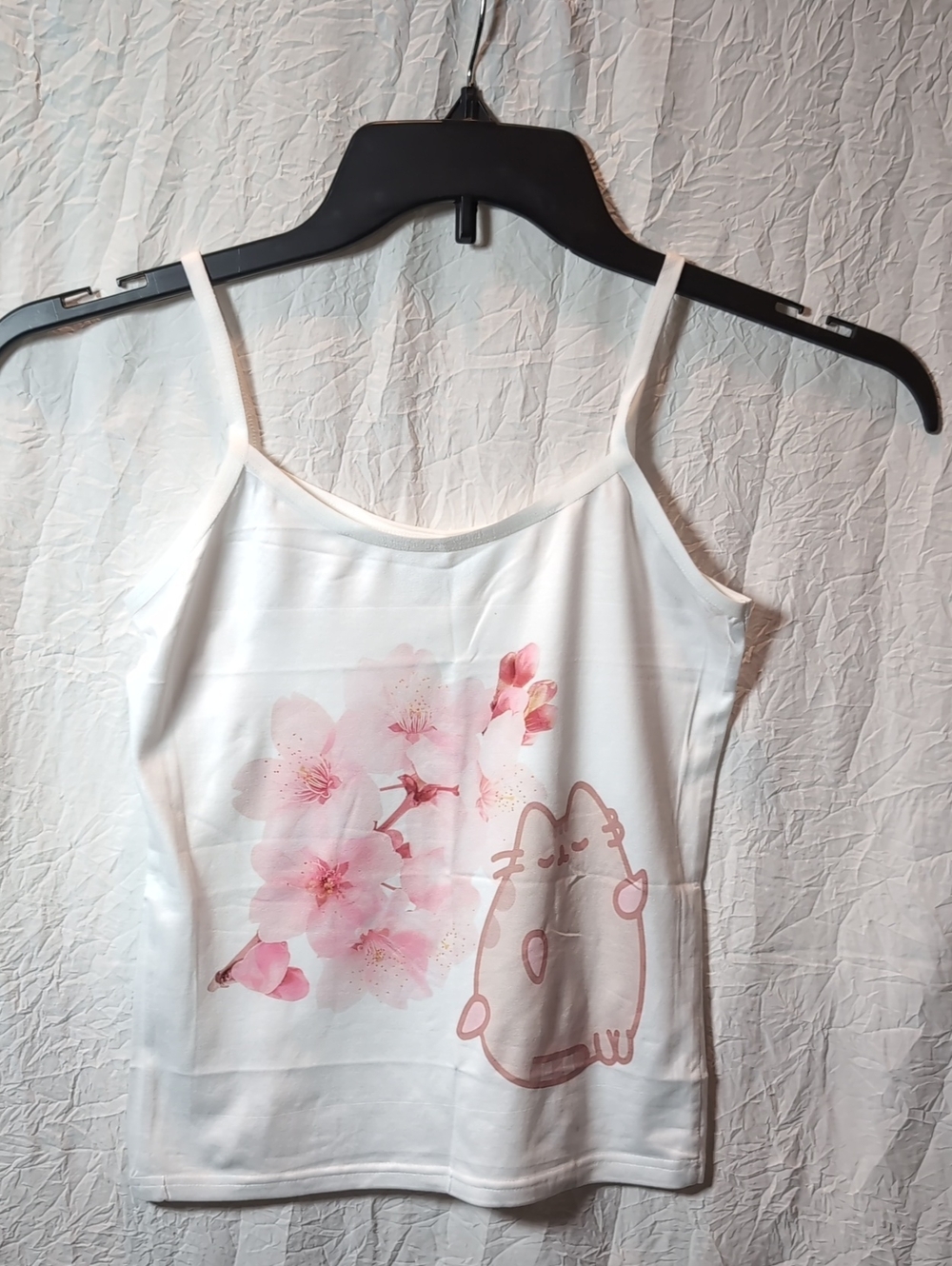 Women's White Floral & Pink Cartoon Tank Top